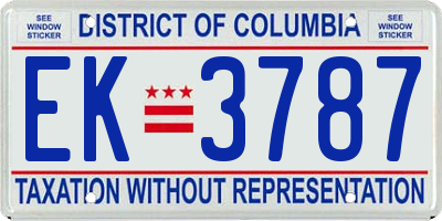 DC license plate EK3787