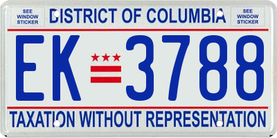 DC license plate EK3788