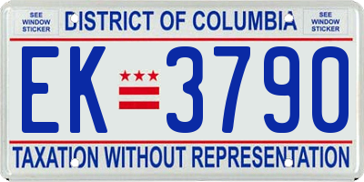 DC license plate EK3790