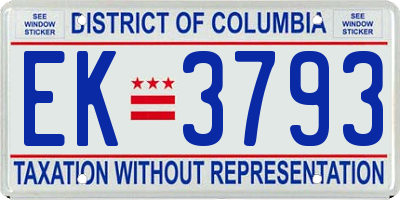 DC license plate EK3793
