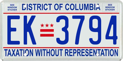 DC license plate EK3794