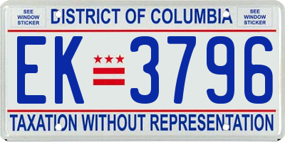 DC license plate EK3796