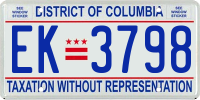 DC license plate EK3798