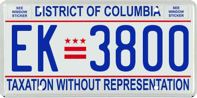 DC license plate EK3800