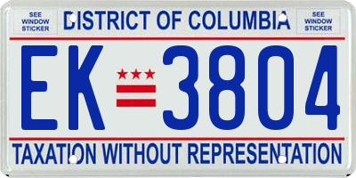 DC license plate EK3804