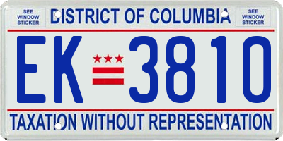 DC license plate EK3810