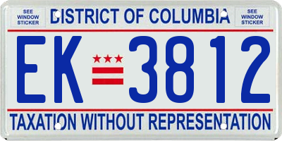 DC license plate EK3812