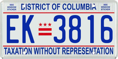 DC license plate EK3816