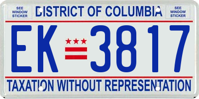 DC license plate EK3817