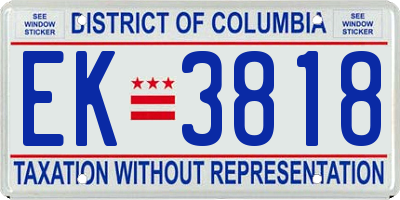 DC license plate EK3818