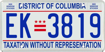 DC license plate EK3819