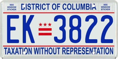 DC license plate EK3822