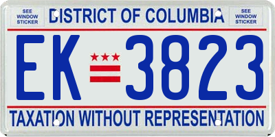 DC license plate EK3823