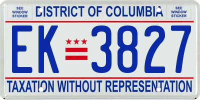 DC license plate EK3827