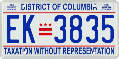 DC license plate EK3835