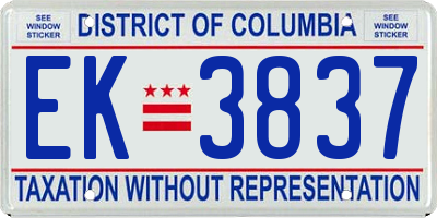 DC license plate EK3837