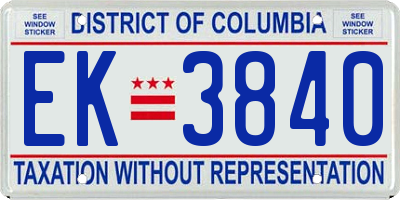 DC license plate EK3840