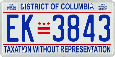 DC license plate EK3843