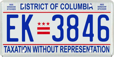 DC license plate EK3846