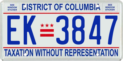 DC license plate EK3847