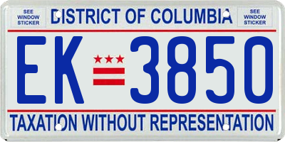 DC license plate EK3850