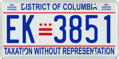 DC license plate EK3851