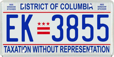 DC license plate EK3855