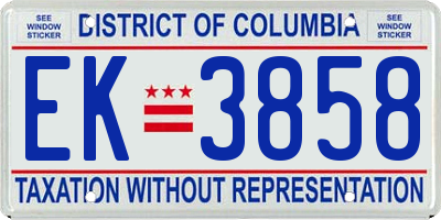 DC license plate EK3858