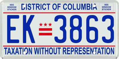 DC license plate EK3863