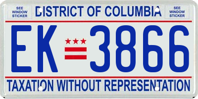 DC license plate EK3866