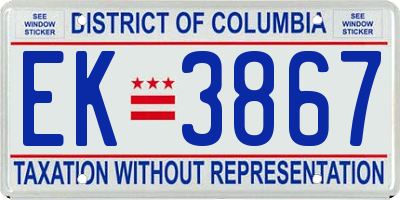 DC license plate EK3867