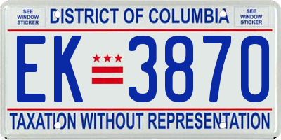 DC license plate EK3870