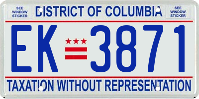 DC license plate EK3871