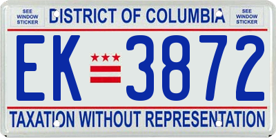 DC license plate EK3872