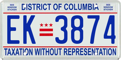 DC license plate EK3874