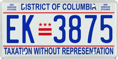 DC license plate EK3875