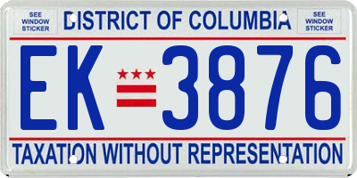 DC license plate EK3876