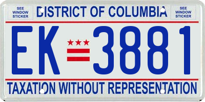 DC license plate EK3881