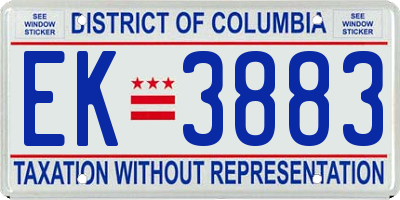 DC license plate EK3883