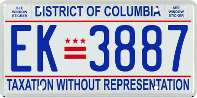 DC license plate EK3887