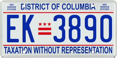 DC license plate EK3890