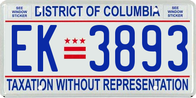 DC license plate EK3893