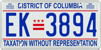 DC license plate EK3894