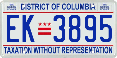 DC license plate EK3895