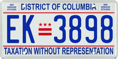 DC license plate EK3898