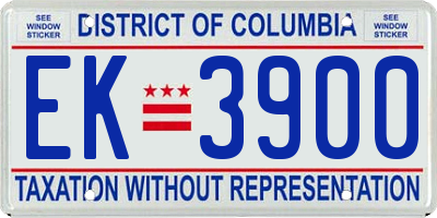 DC license plate EK3900