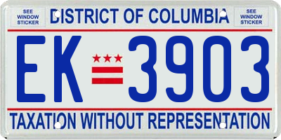 DC license plate EK3903