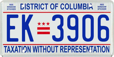 DC license plate EK3906