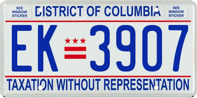 DC license plate EK3907