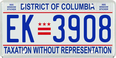 DC license plate EK3908